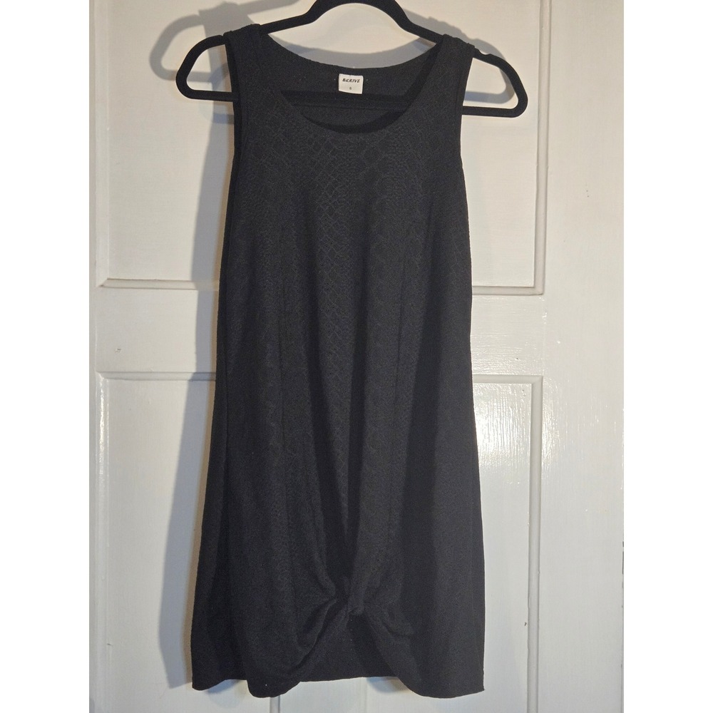 BKRIVE Black Sleeveless Pointelle Diamond Knit Twist Front Knot Tank Top Small